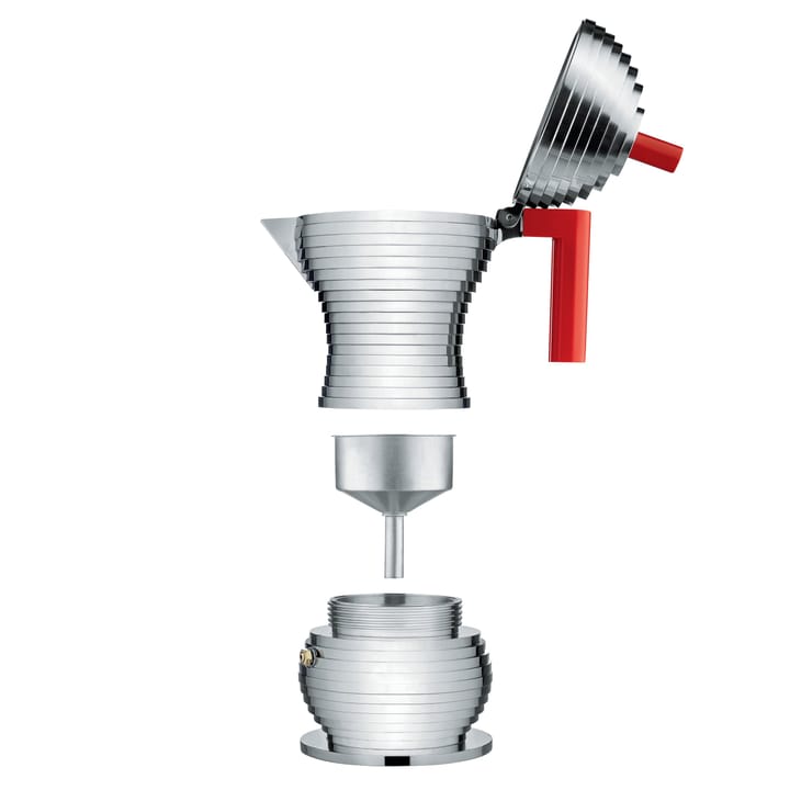 Pulcina espressobrygger 6 kopper, rød hank Alessi