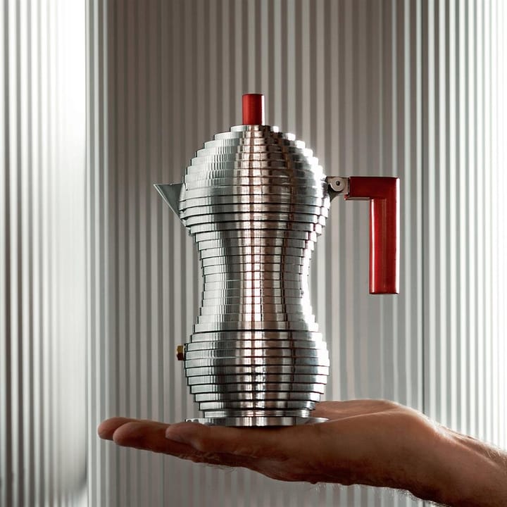 Pulcina espressobrygger 6 kopper, rød hank Alessi