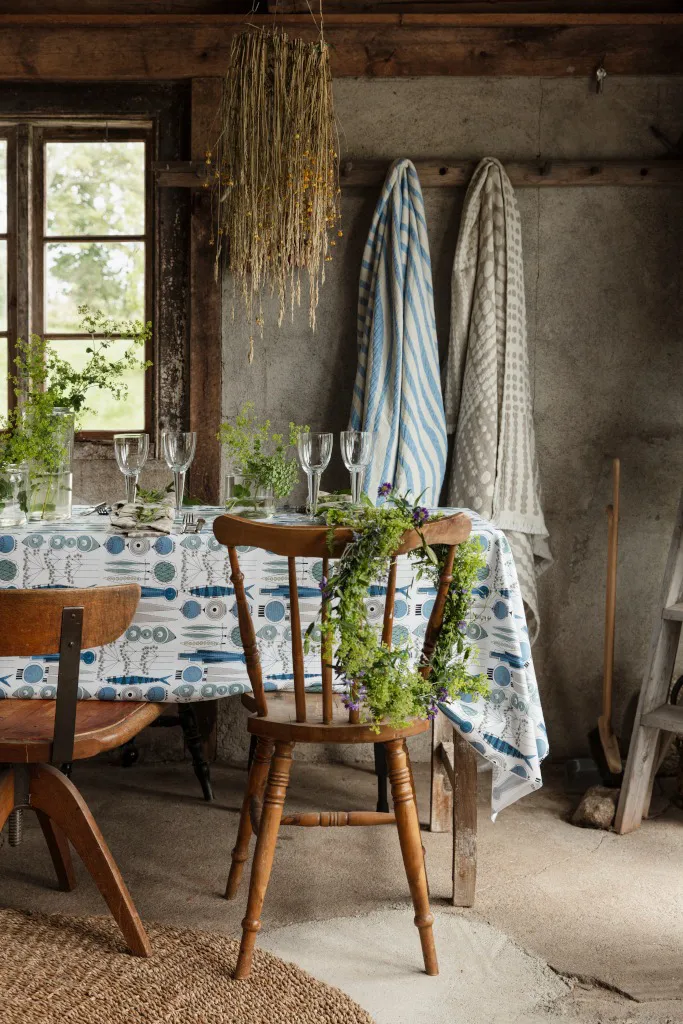 Havet pledd 120x170 cm, Blå-offwhite Almedahls