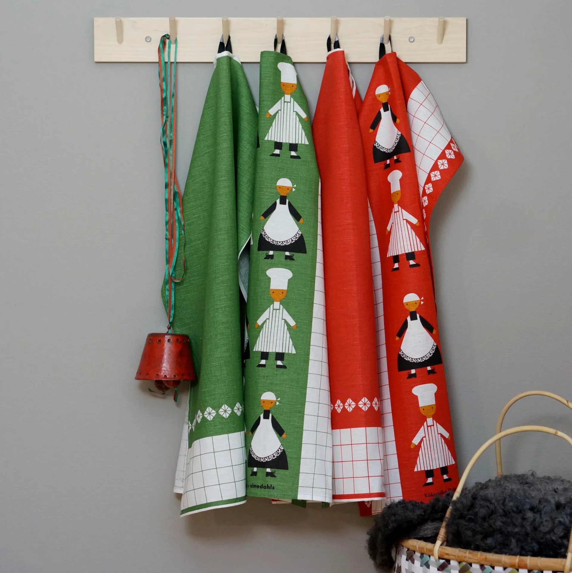 Kökspolka kjøkkenhåndkle, grønn Almedahls