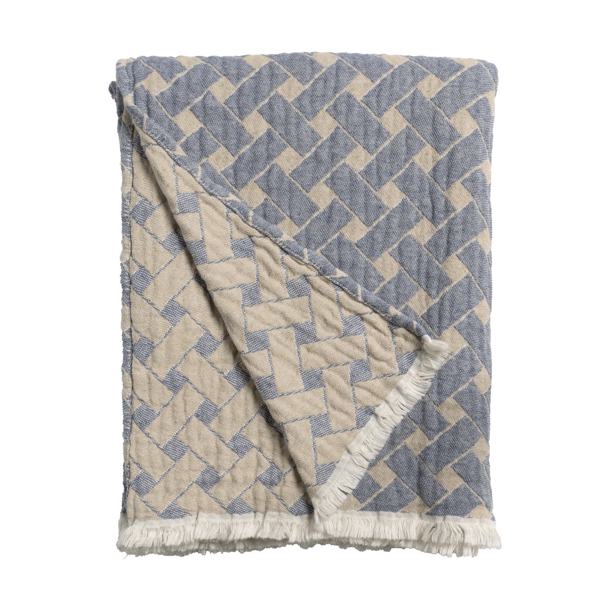 Bilde av Almedahls Korg pledd 170x120 cm Blå-beige