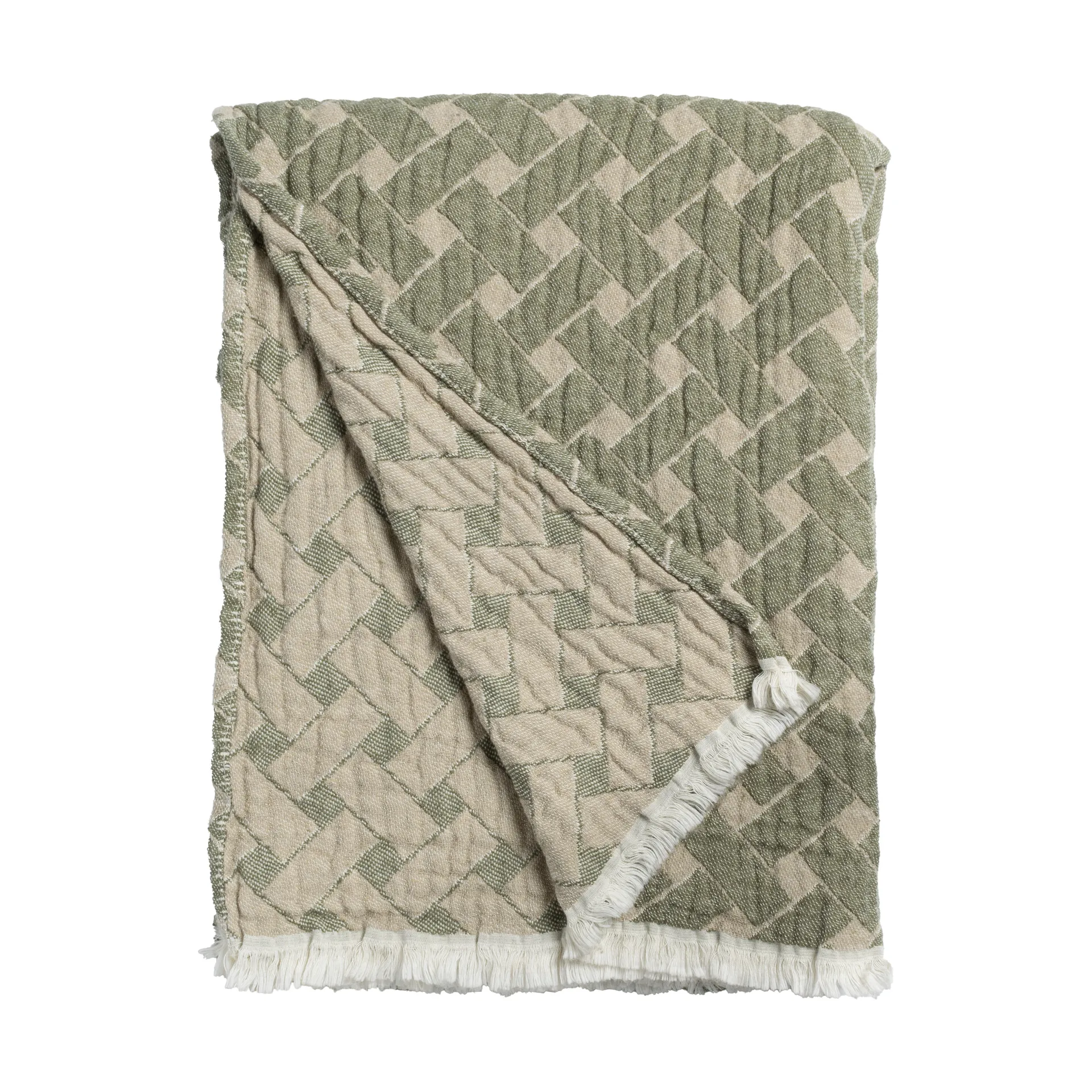 Korg pledd 170x120 cm, Grønn-beige Almedahls