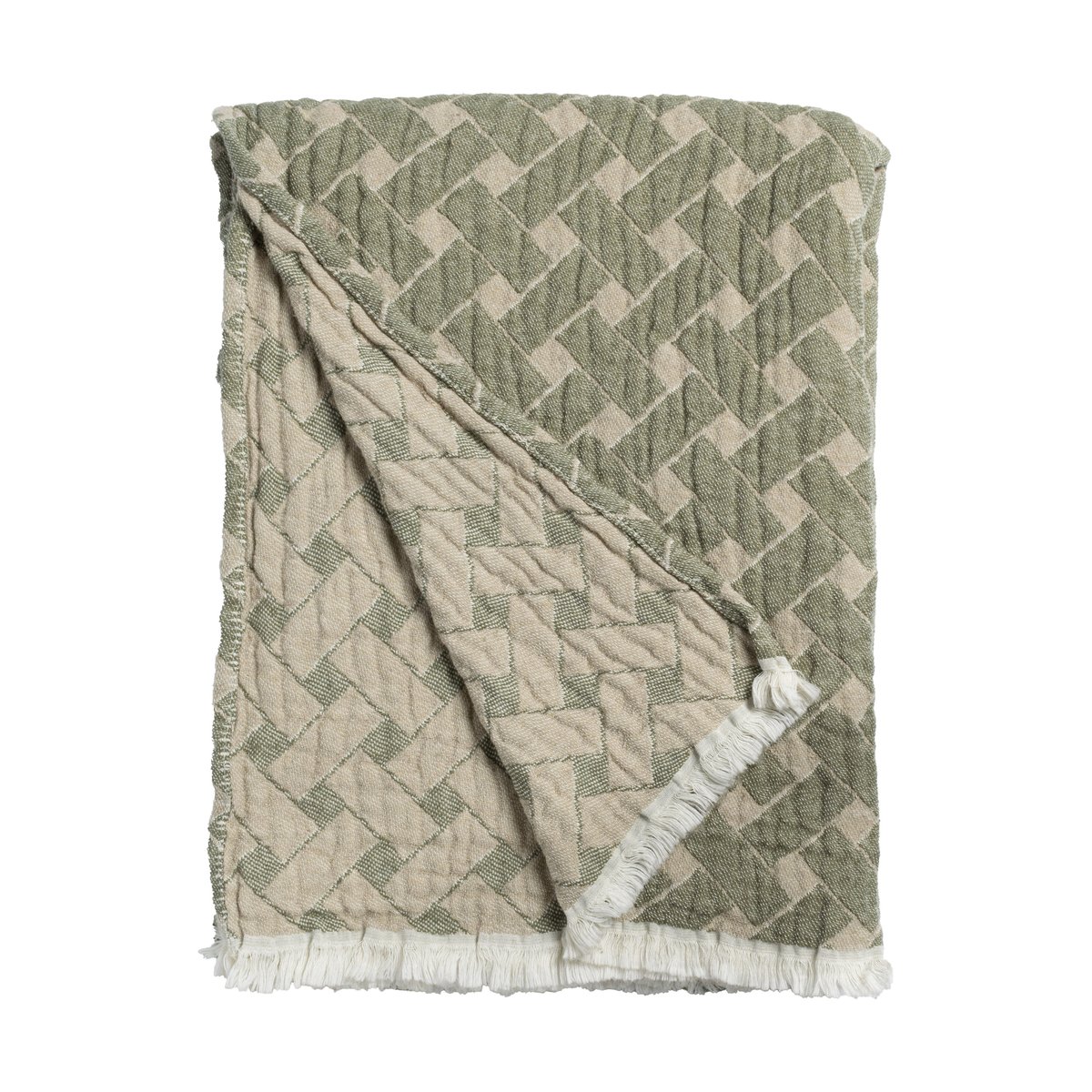 Bilde av Almedahls Korg pledd 170x120 cm Grønn-beige