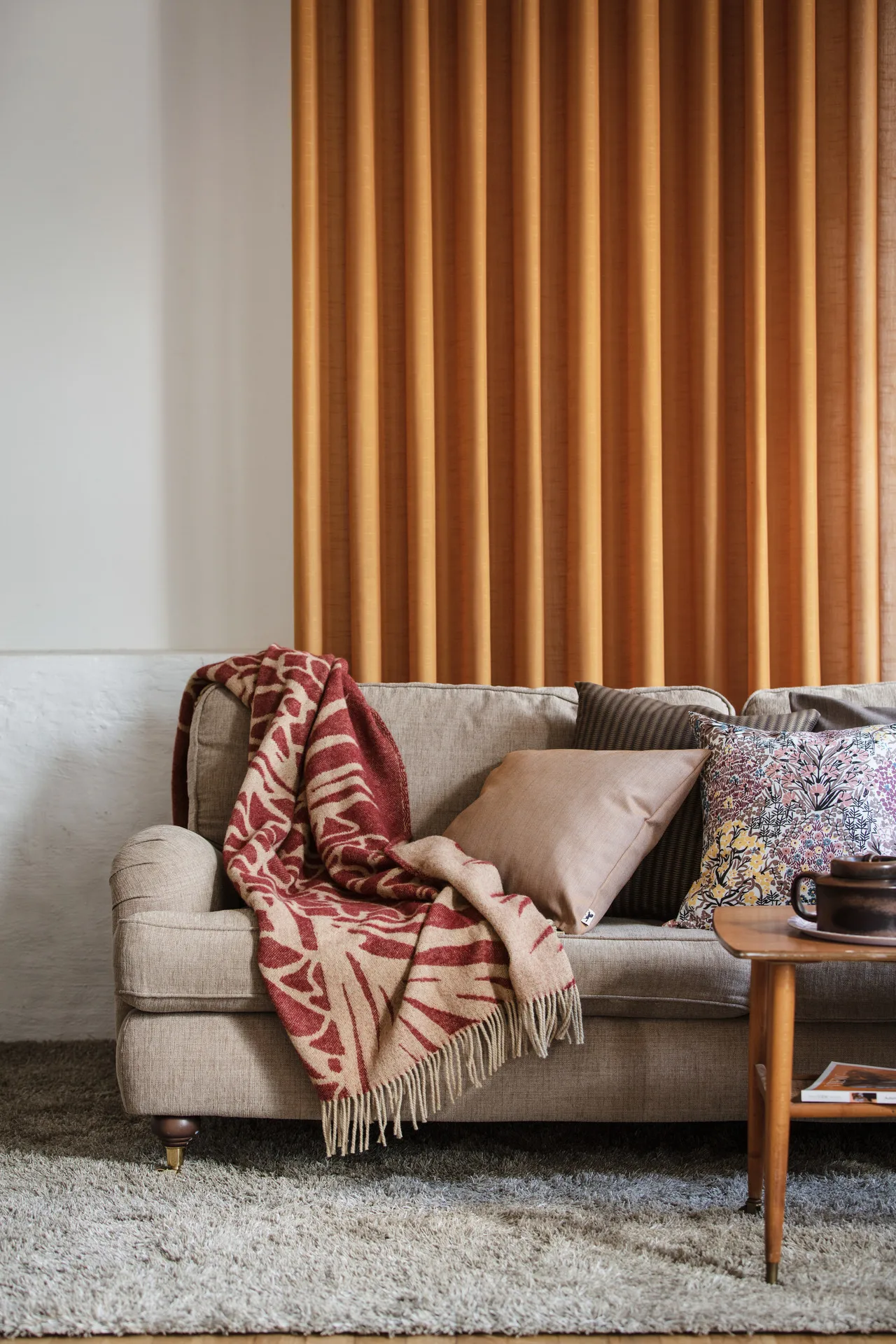 Kotteri pledd 130 x 170 cm, Vinrød-beige Almedahls