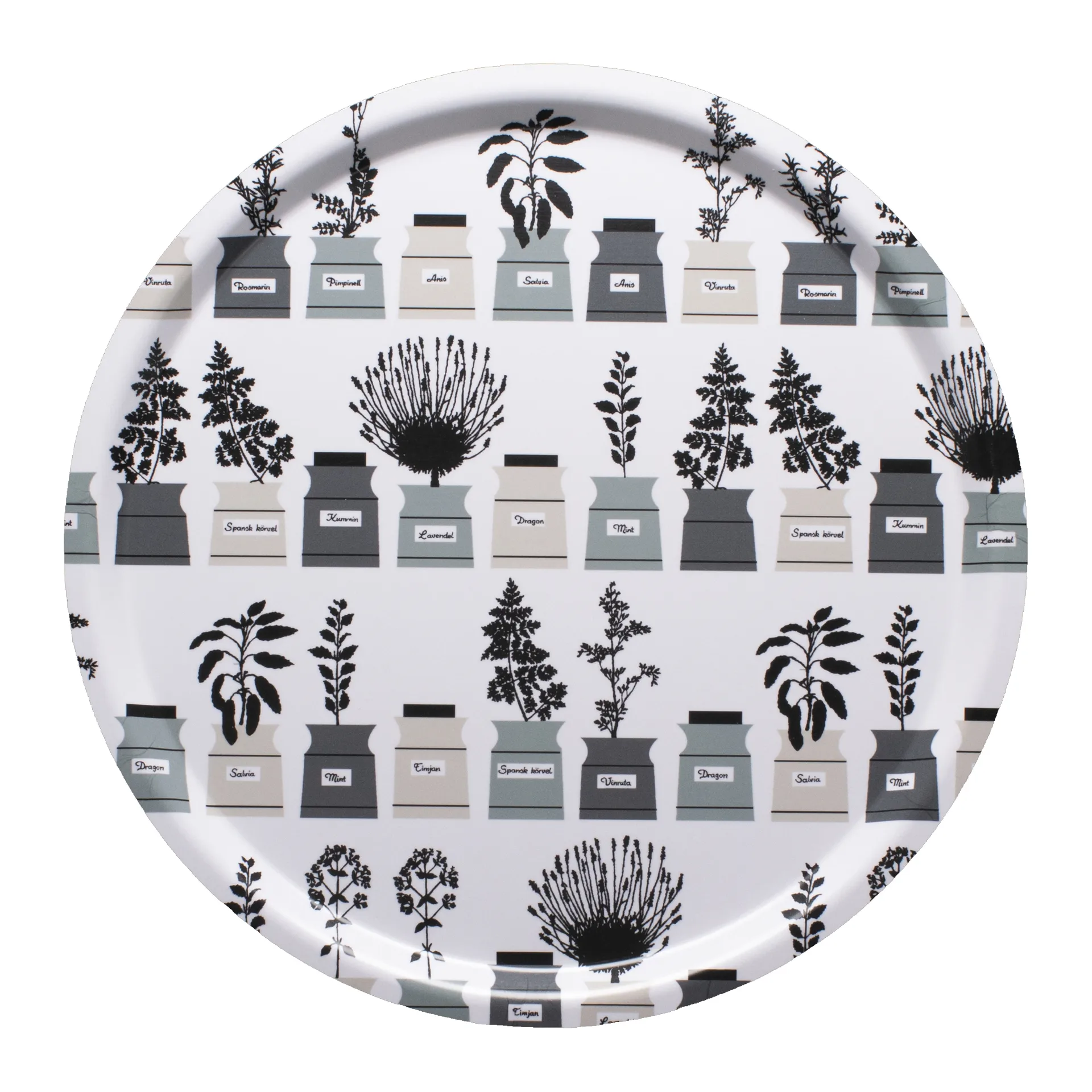 Persons krydderskap brett Ø38 cm, Grønn-grå Almedahls