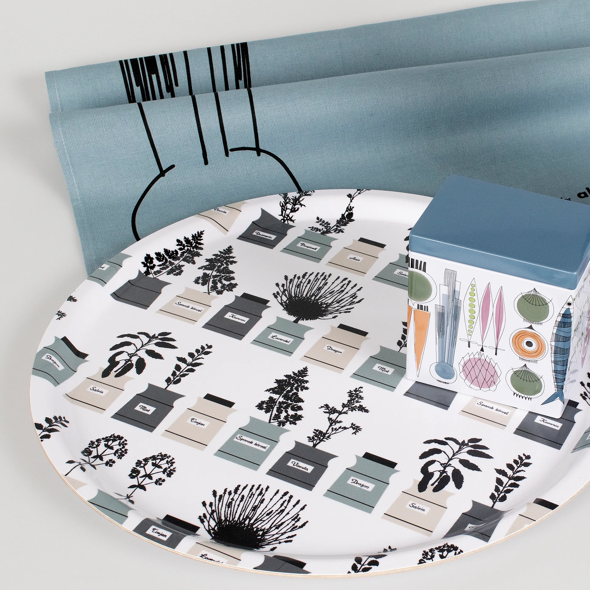 Persons krydderskap brett Ø38 cm, Grønn-grå Almedahls