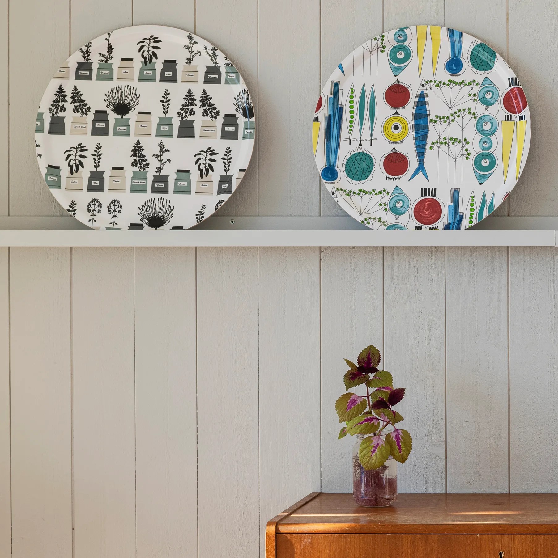 Persons krydderskap brett Ø38 cm, Grønn-grå Almedahls