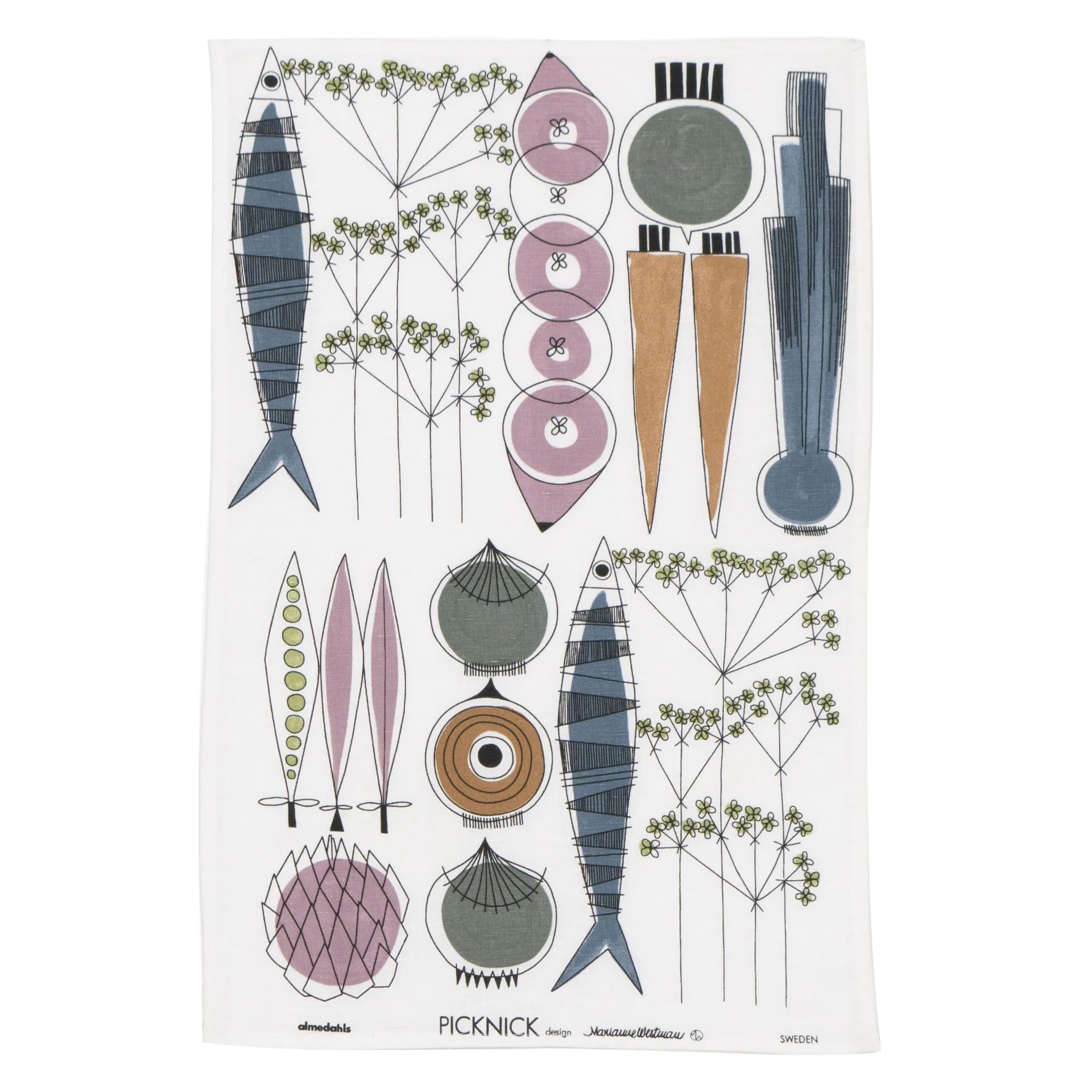 Picknick kjøkkenhåndkle, pastell Almedahls
