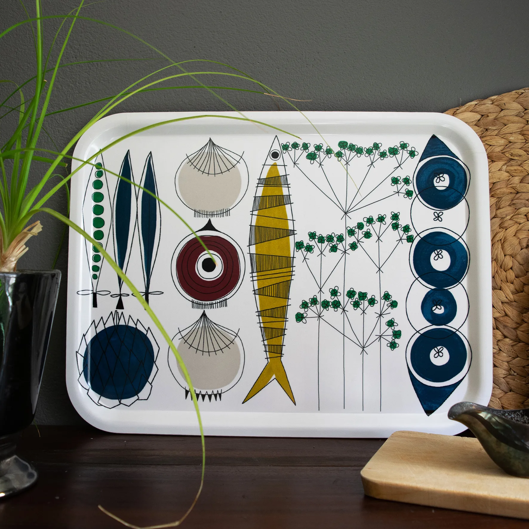 Piknik brett 33 x 43 cm, Blå-multi Almedahls