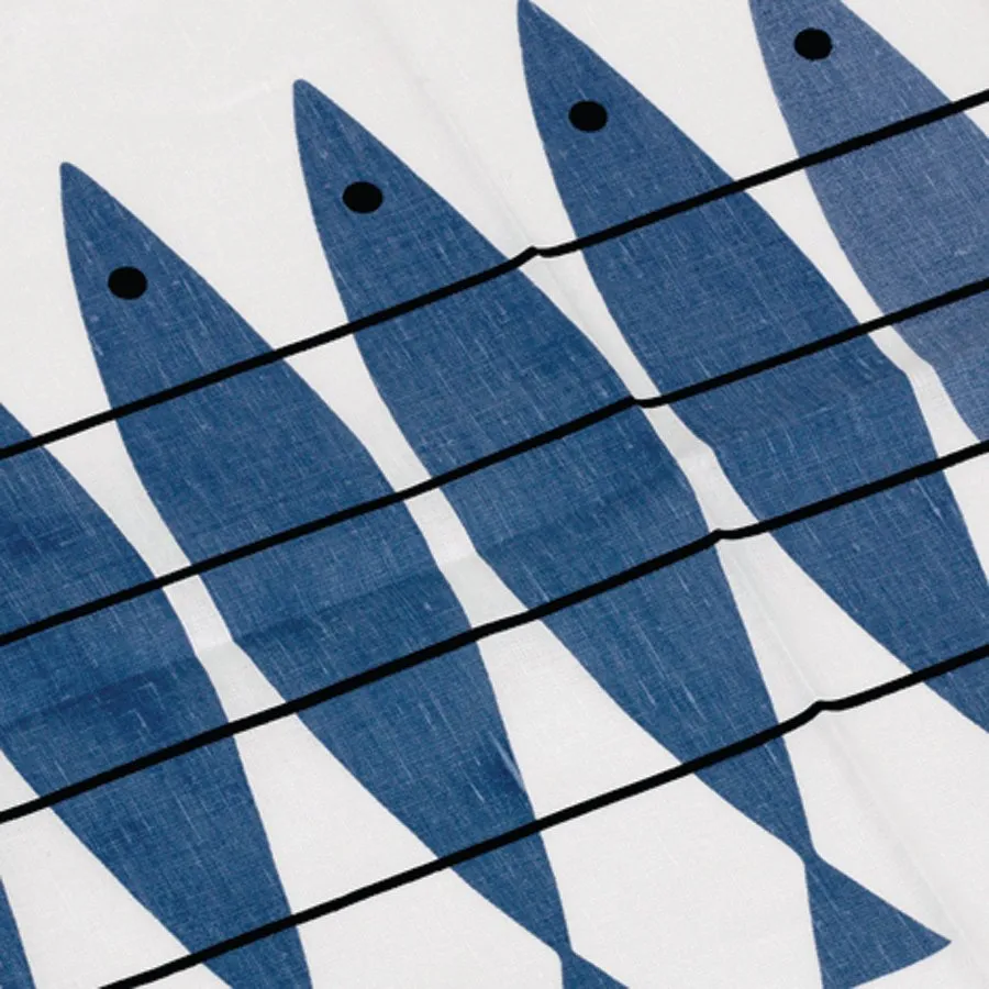 Sill kjøkkenhåndkle, hvit/blå Almedahls