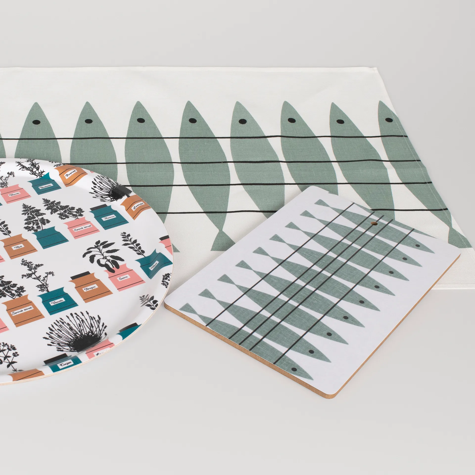 Sill serveringsbrikke, Grønn-grå Almedahls