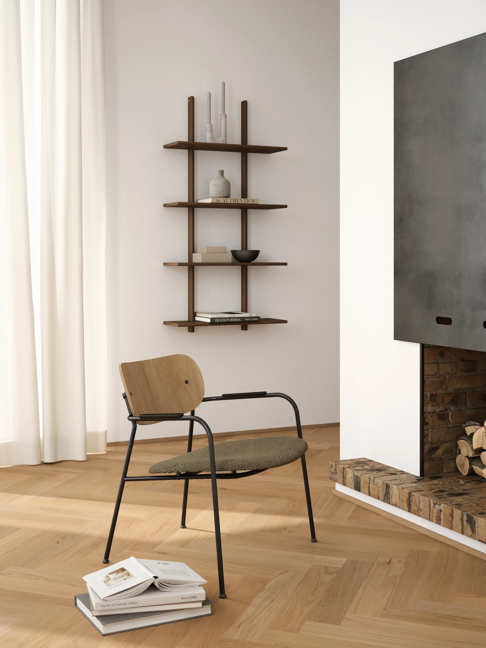 Essence vegghylle, Smoked Oiled Oak, 70x25x140 cm Andersen Furniture