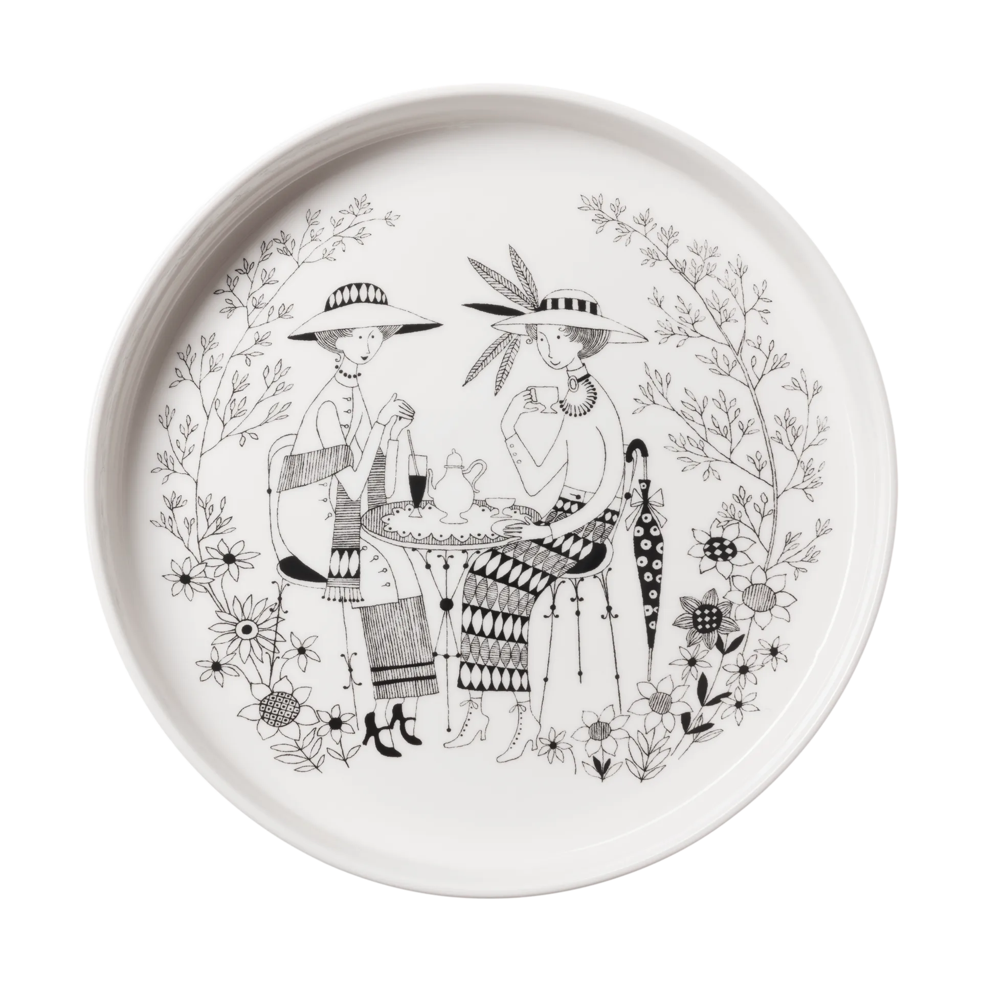 Emilia paiform Ø28 cm, Svart-hvit Arabia