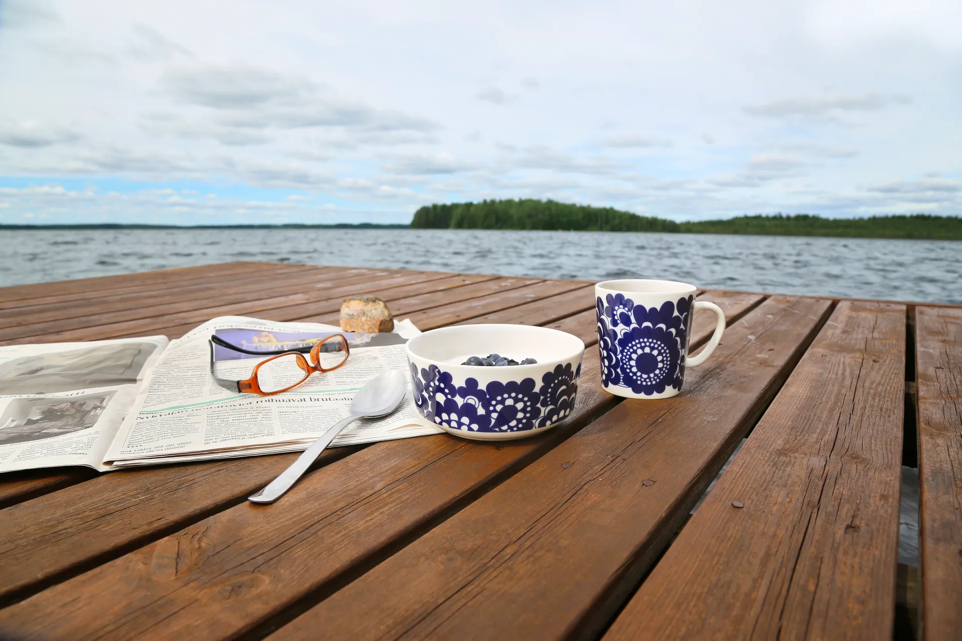 Esteri kopp 30 cl og skål Ø 13 cm, Blå Arabia