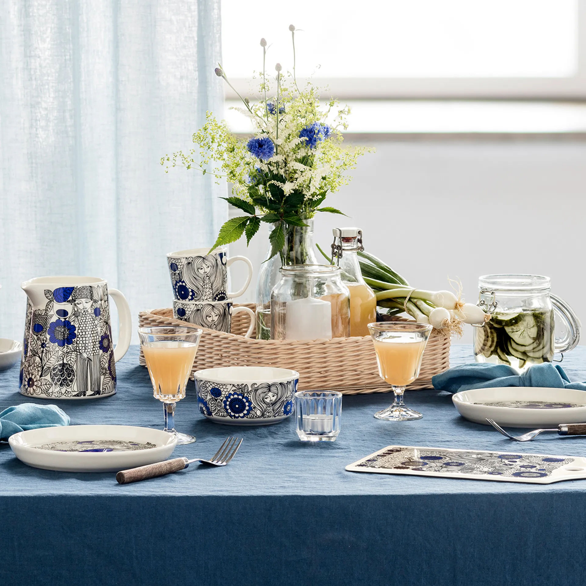 Pastoraali & Esteri Arabia mikssett kopp 2 deler, Blå Arabia