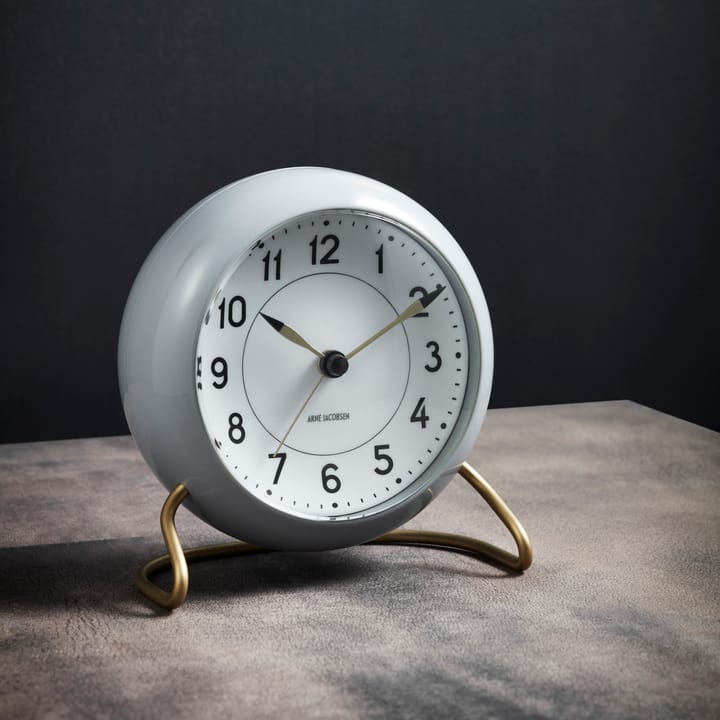 AJ Station bordklokke 12 cm, grå-hvit Arne Jacobsen Clocks