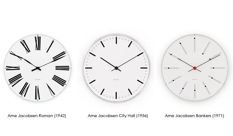 Arne Jacobsen City Hall klokke, Hvit, Ø29 cm Arne Jacobsen Clocks