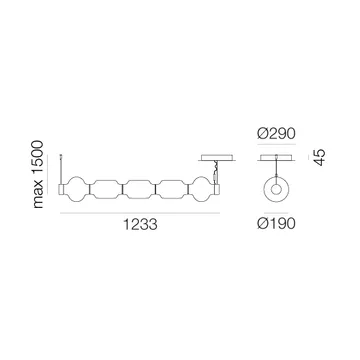 Alambicco horisontal pendel, appstyrt - 5 glasskupler - Artemide
