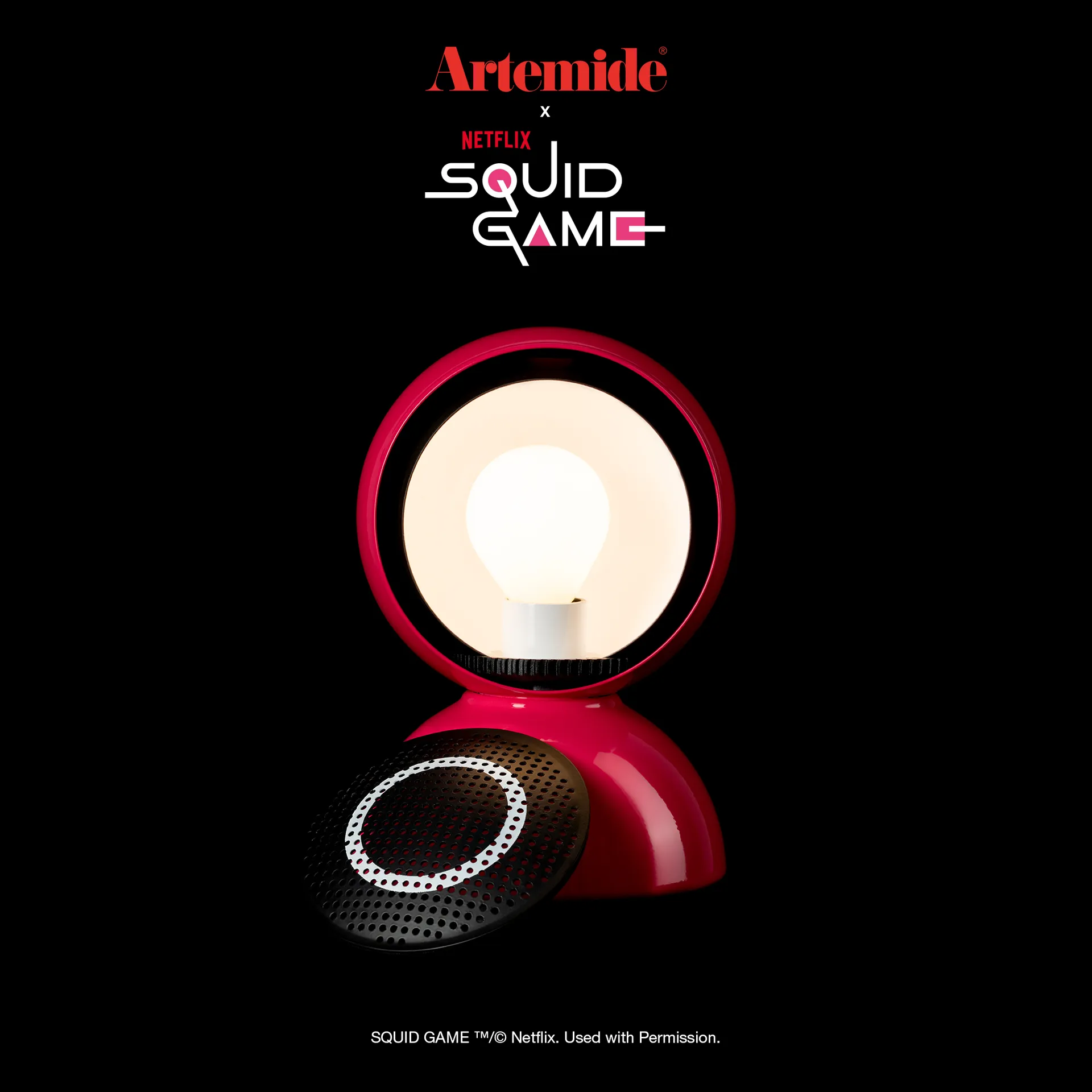 Eclisse x Squid Game bordlampe Special Edition, Guard pink Artemide