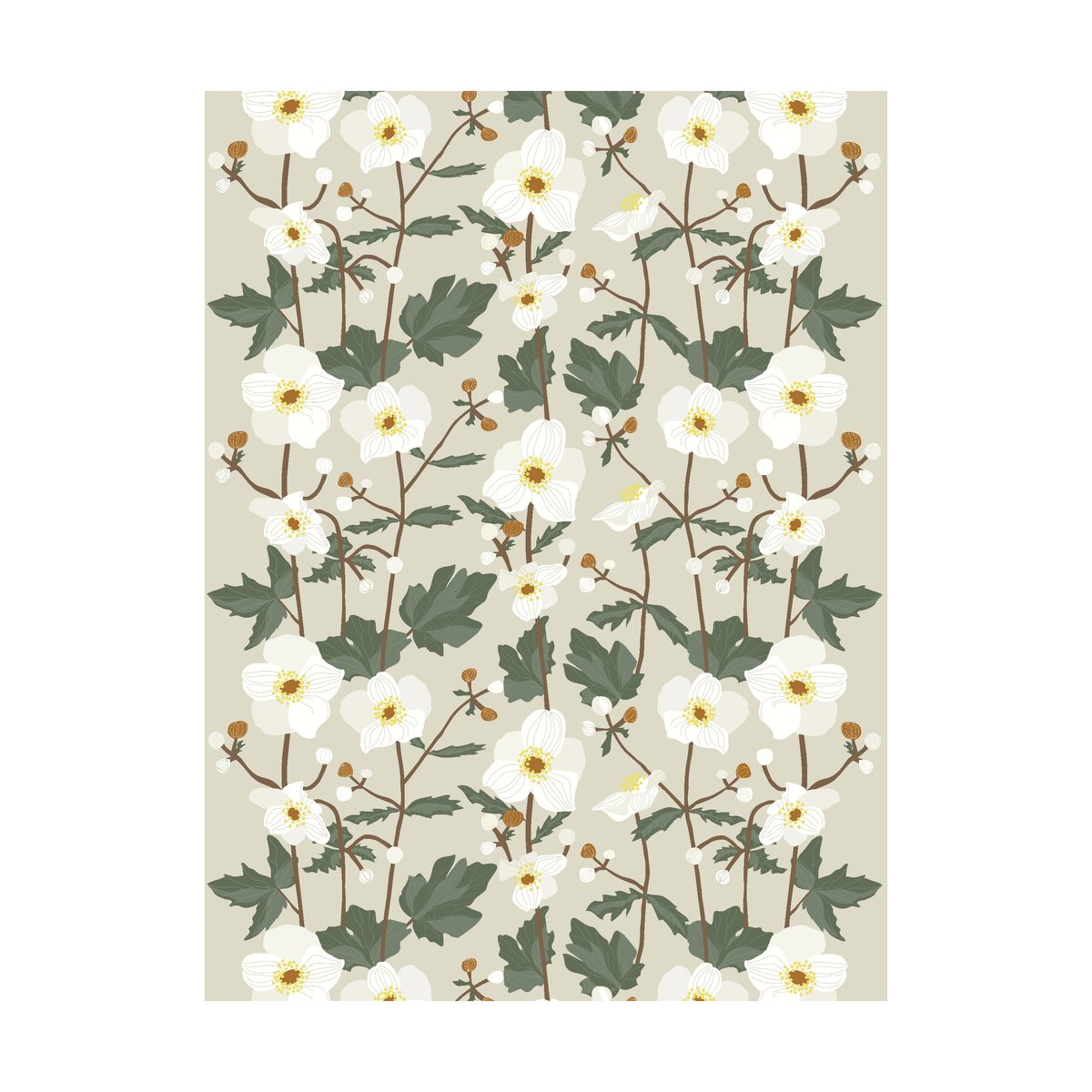 Arvidssons Textil Anemon stoff Beige | Skandinavisk Design | Stoff & Metervare | Beige