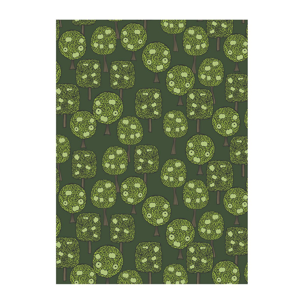 Bilde av Arvidssons Textil Äppelskogen stoff Mørkegrønn
