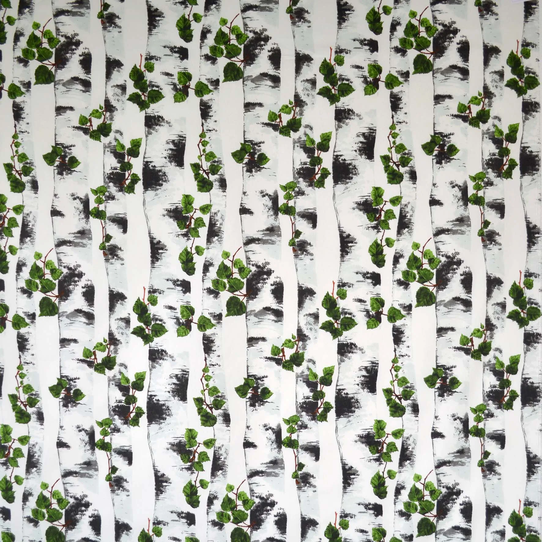 Björk stoff, sort-hvit Arvidssons Textil