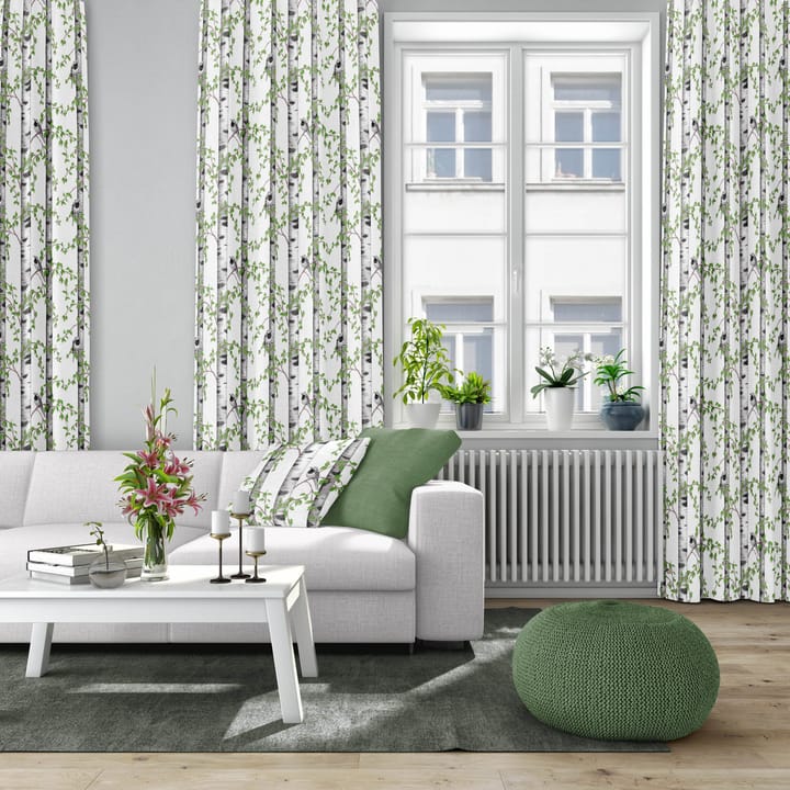 Björkdungen stoff, hvit Arvidssons Textil