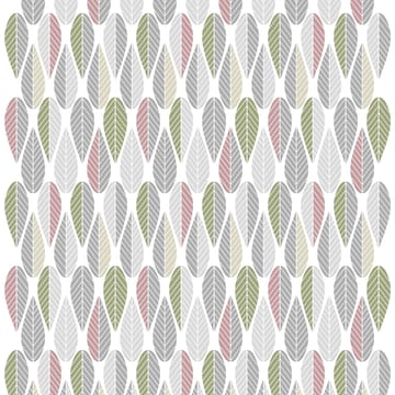 Blader stoff - rosa-grå-grønn - Arvidssons Textil