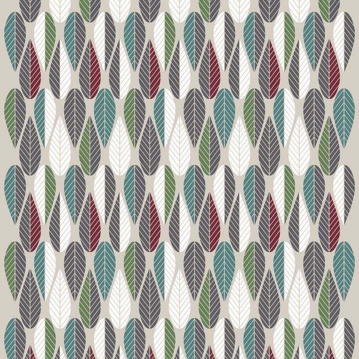 Blader stoff, vinrød-grønn-grå Arvidssons Textil