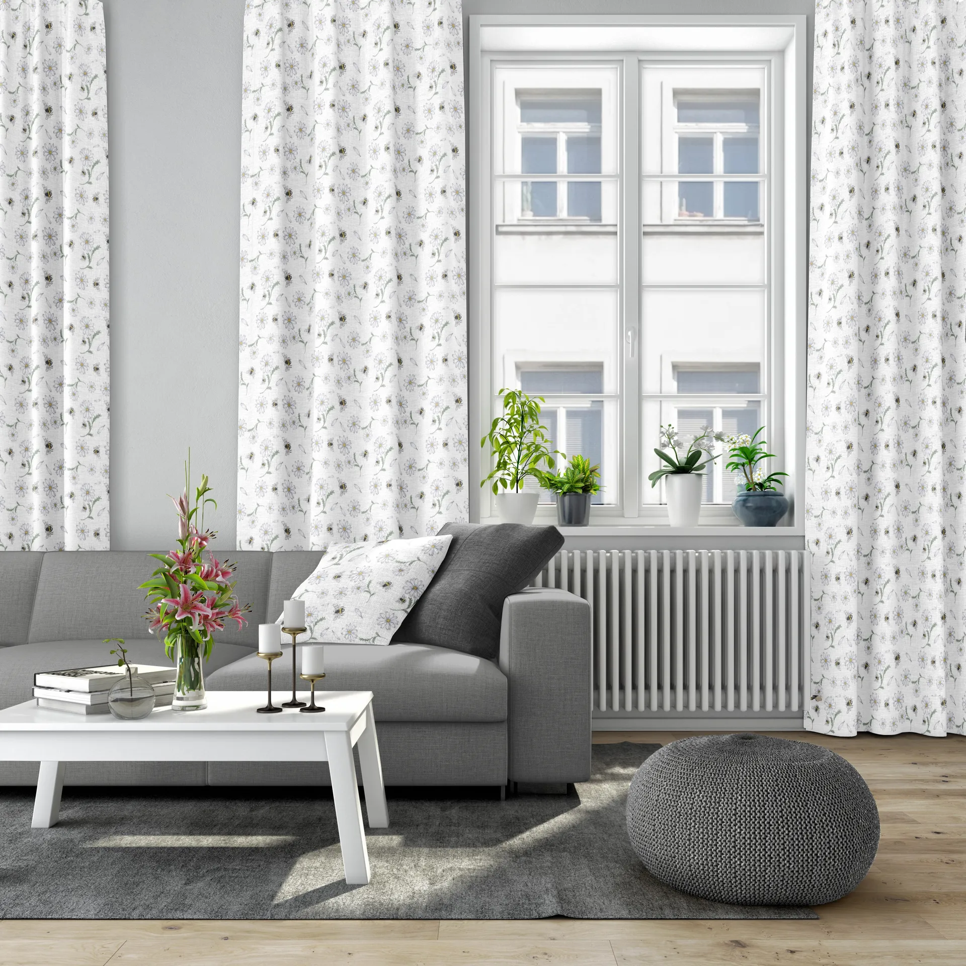 Blomstersurr stoff, Beige Arvidssons Textil