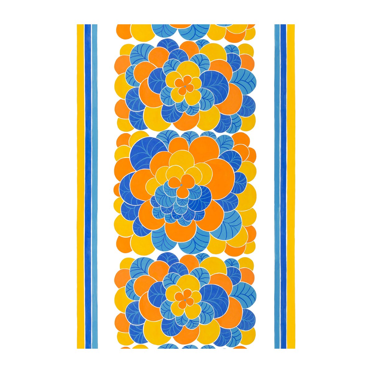 Bilde av Arvidssons Textil Cirrus stoff Oransje-blå