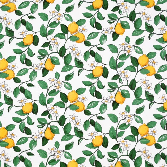 Citronlycka voksduk - hvit - Arvidssons Textil