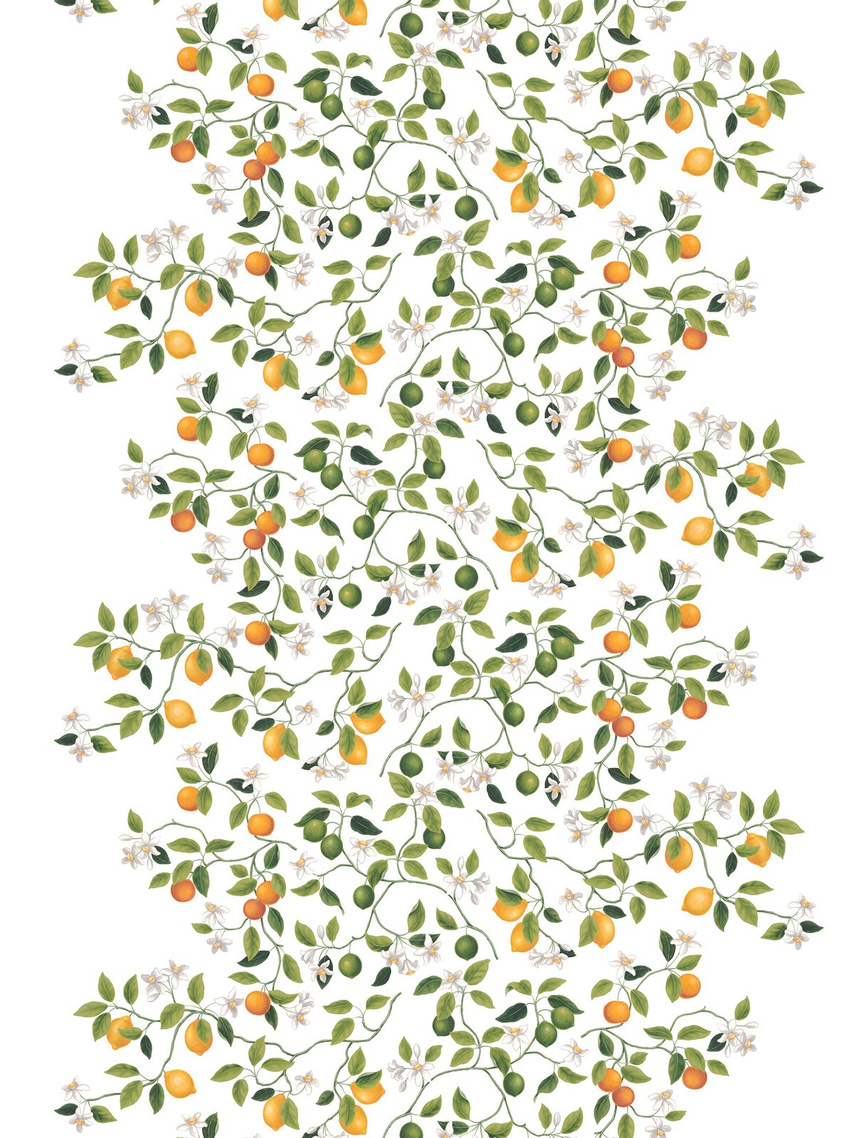 Arvidssons Textil Citrusträdet stoff Grnn-grnn | Skandinavisk Design | Stoff & Metervare | Hvit