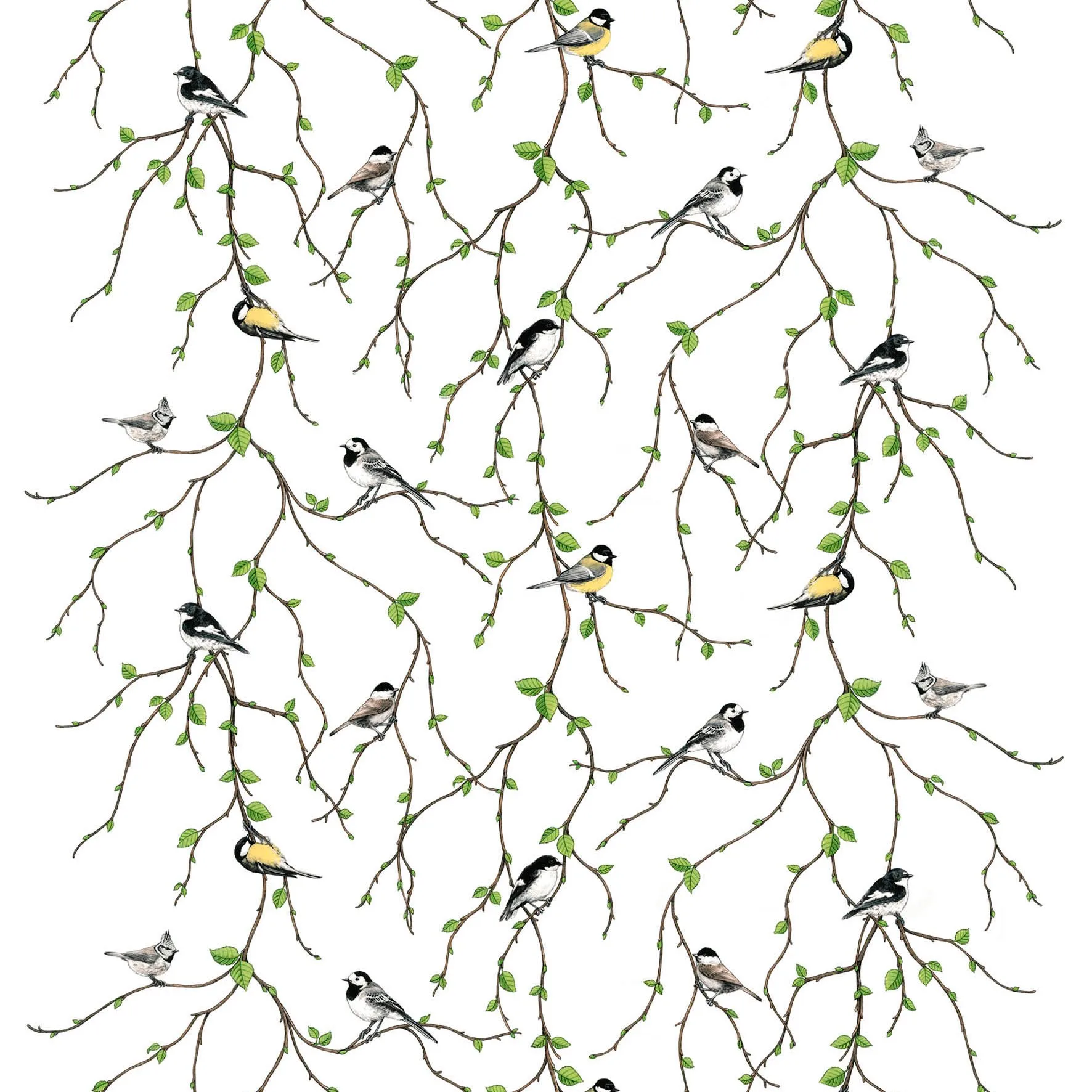 Fågelfest stoff, multi Arvidssons Textil