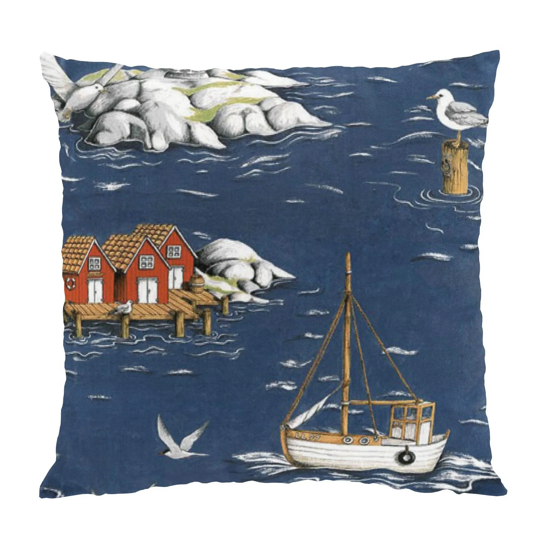 Fiskeskär putetrekk 47 x 47 cm, Blå Arvidssons Textil