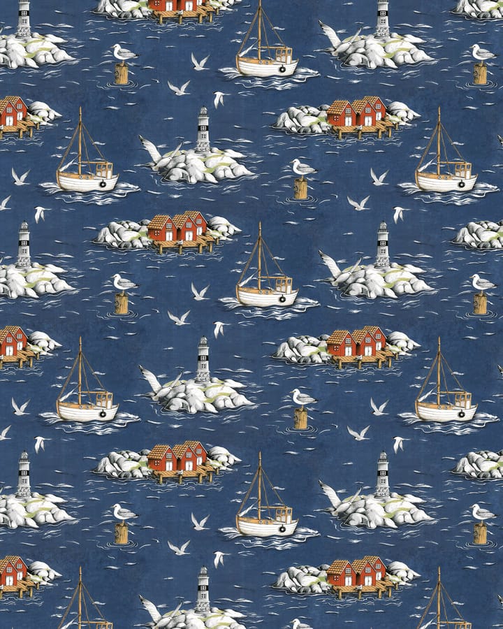 Fiskeskär stoff, Blå Arvidssons Textil