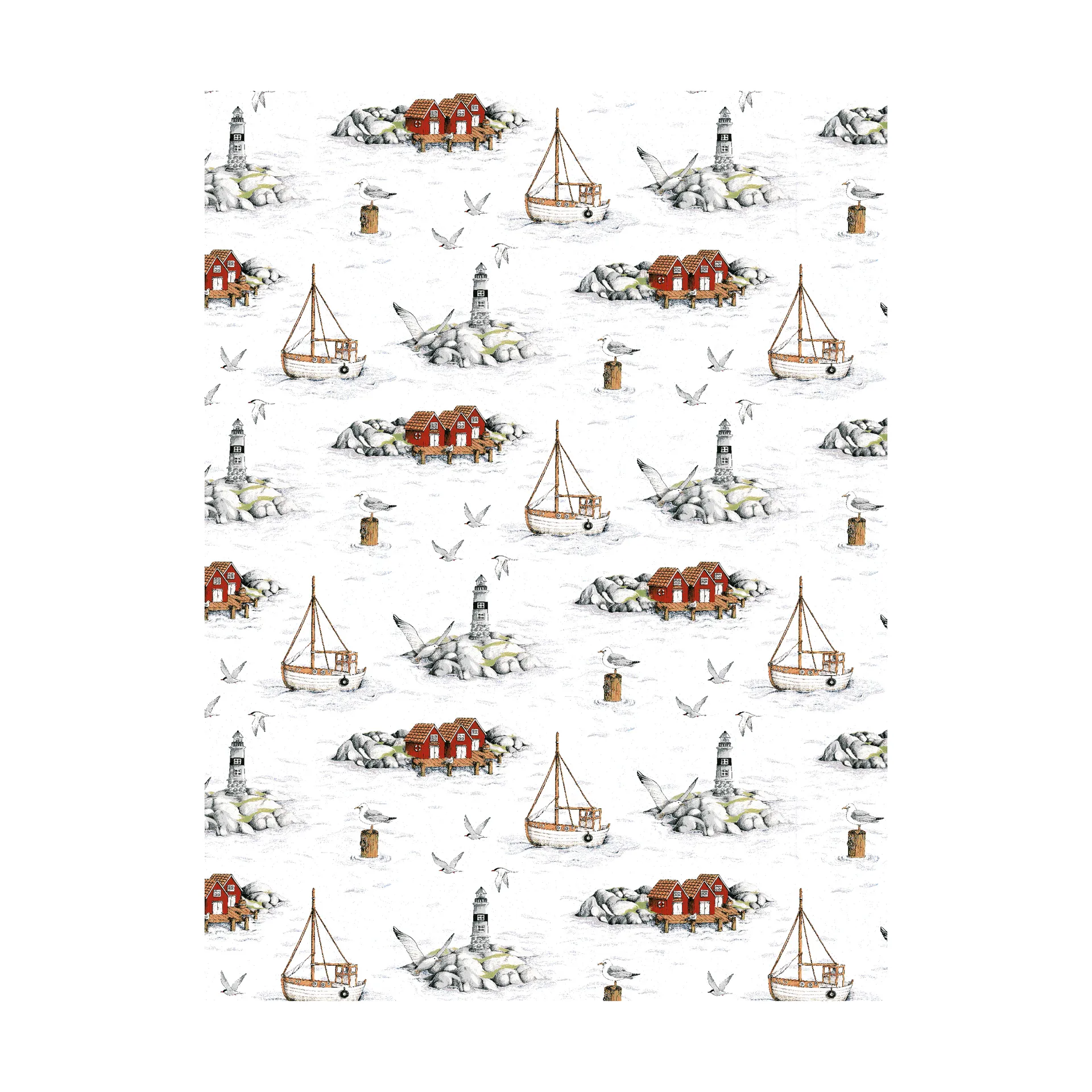 Fiskeskär stoff, Hvit Arvidssons Textil