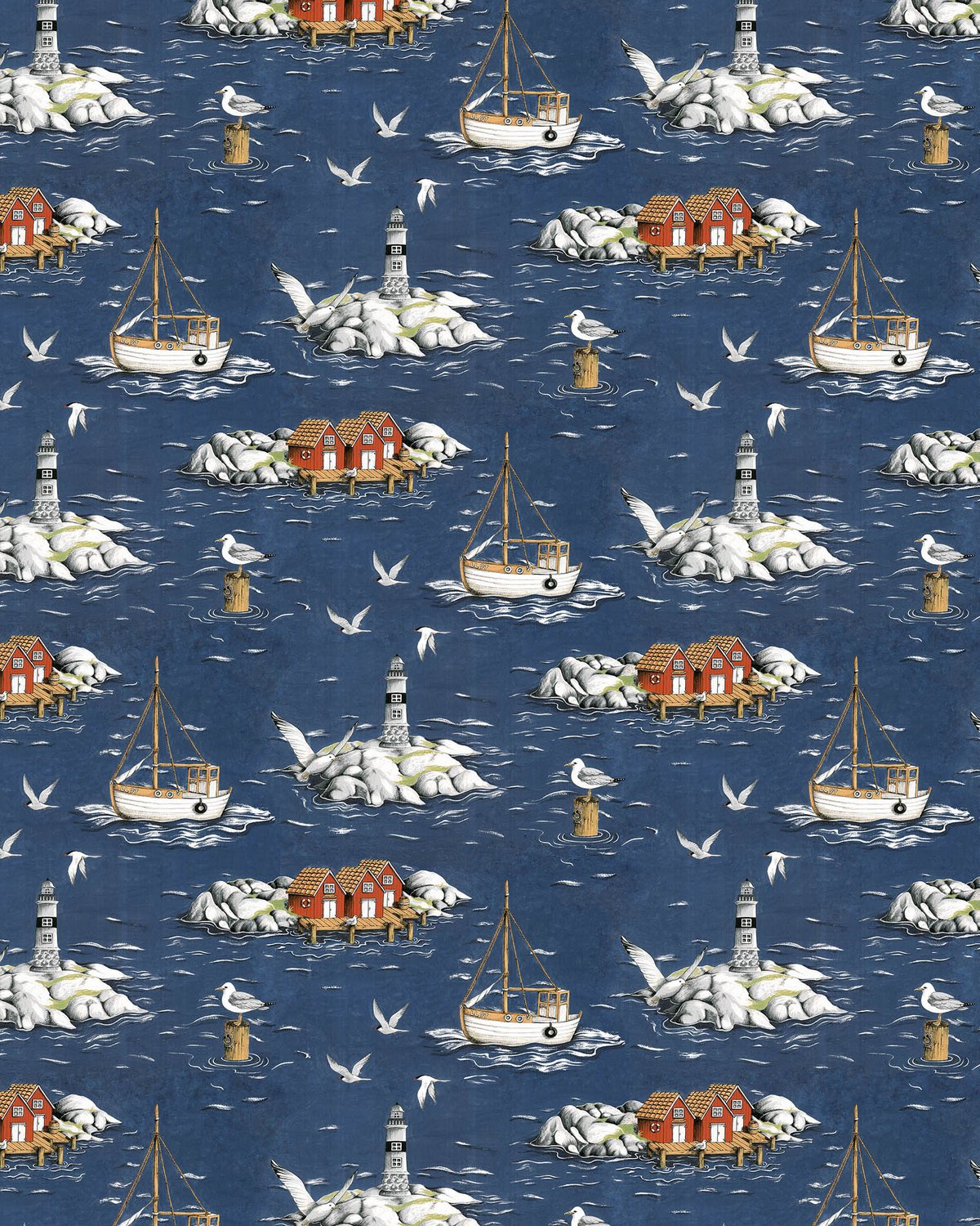 Bilde av Arvidssons Textil Fiskeskär tekstil Blå