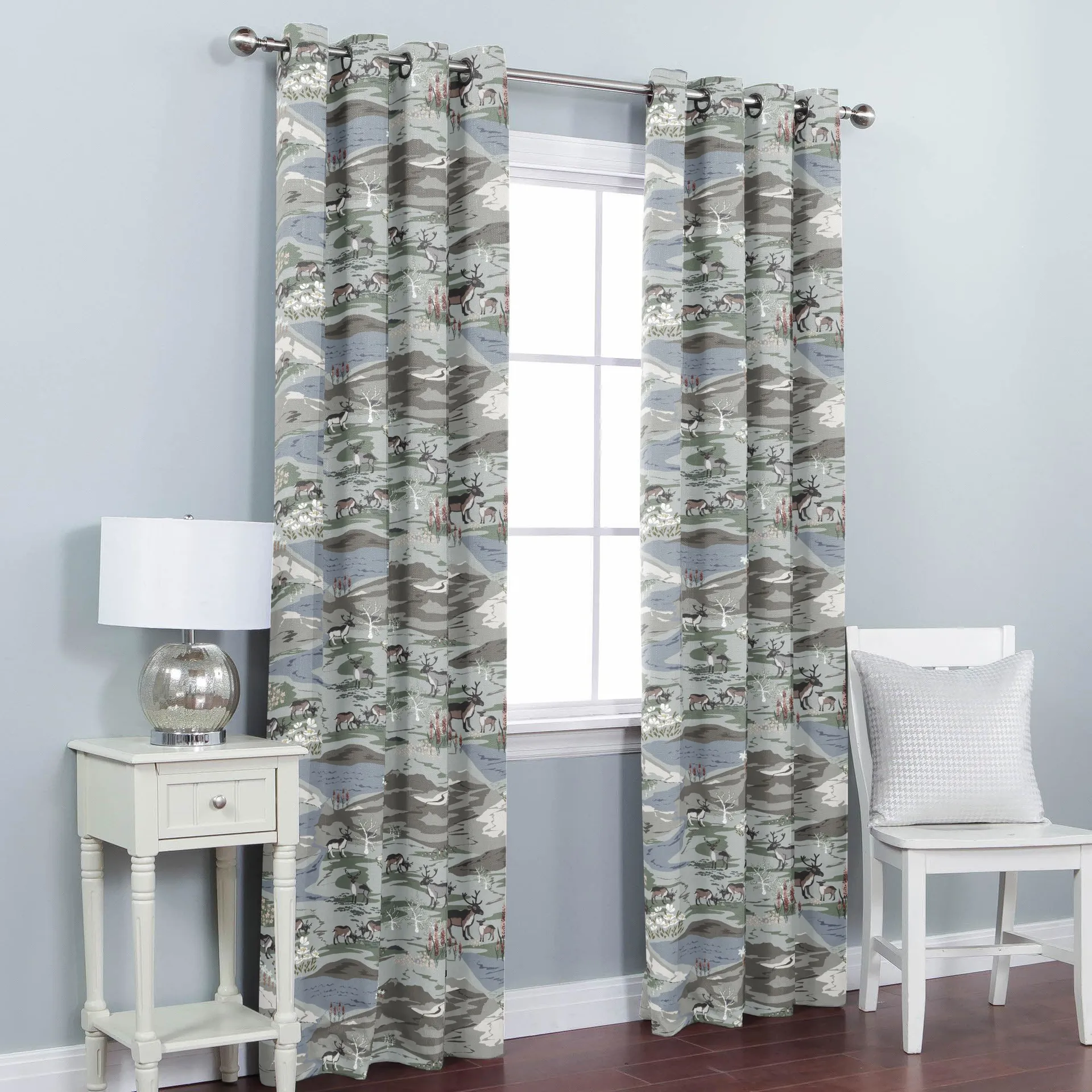 Fjällängar stoff, Grå/grønn Arvidssons Textil