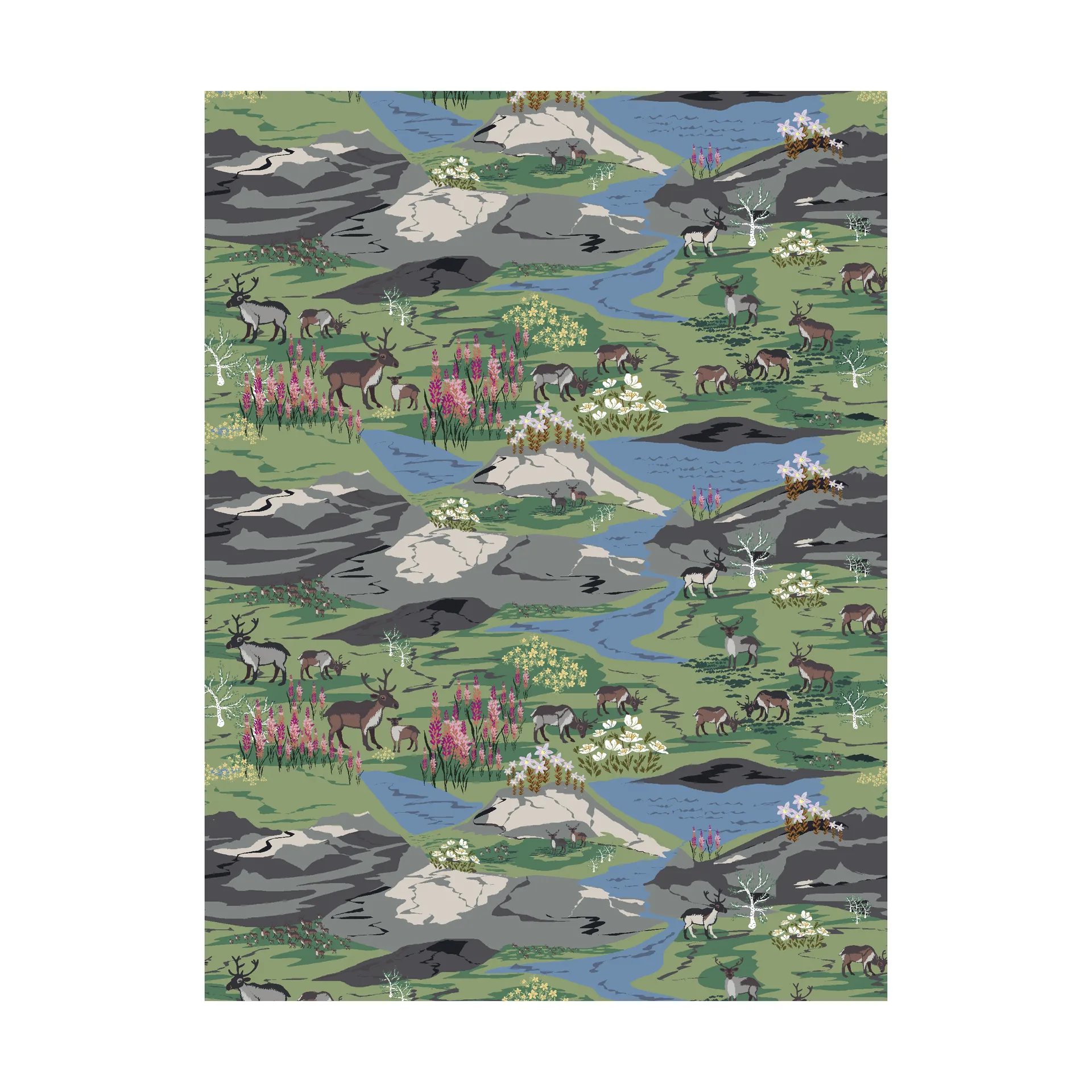 Fjällängar stoff, Grønn Arvidssons Textil