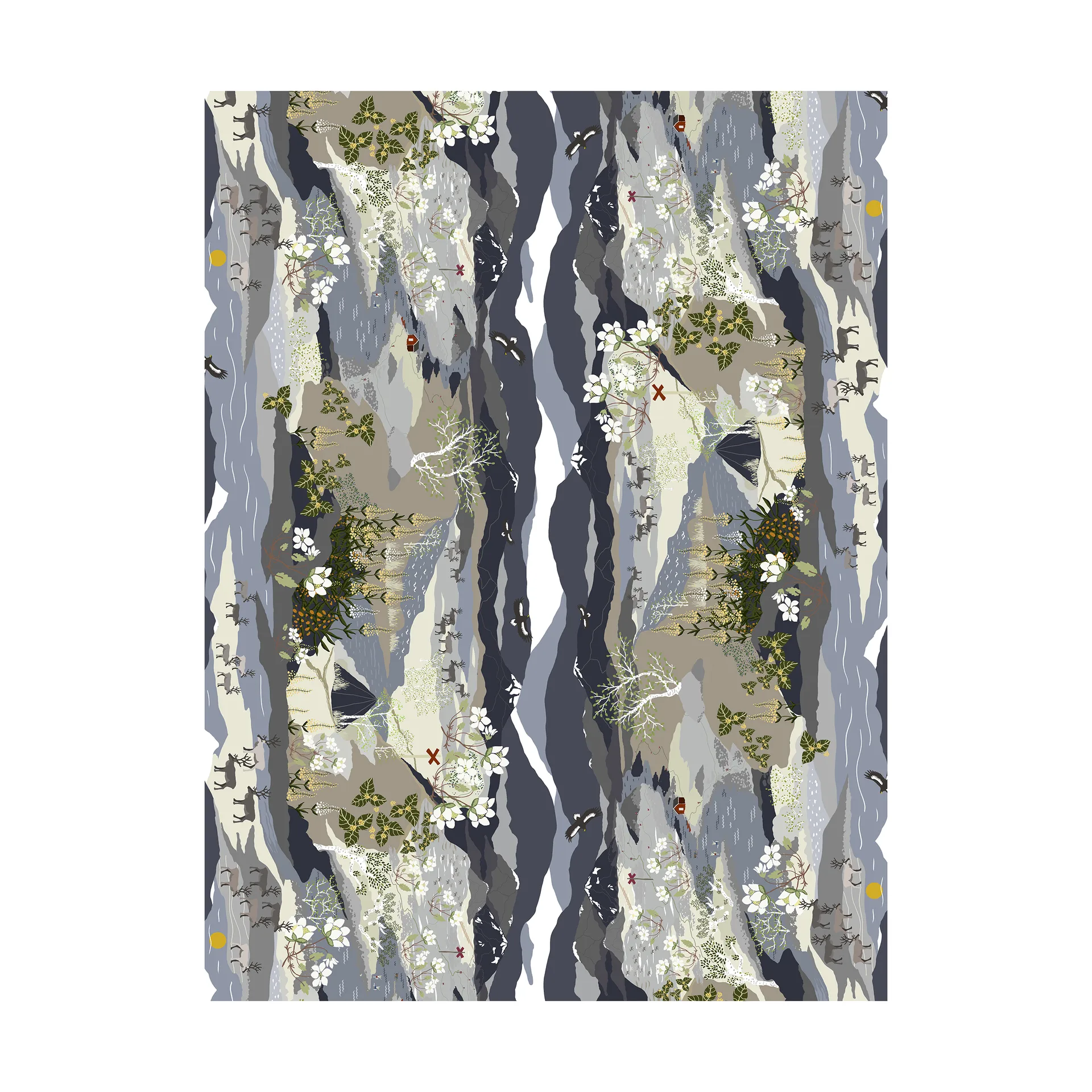 Fjällvandring bård voksduk, Blå Arvidssons Textil