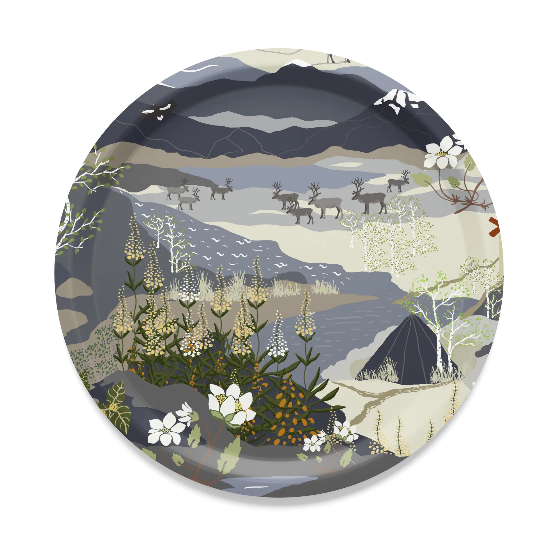 Fjällvandring brett Ø 31 cm, Blå Arvidssons Textil