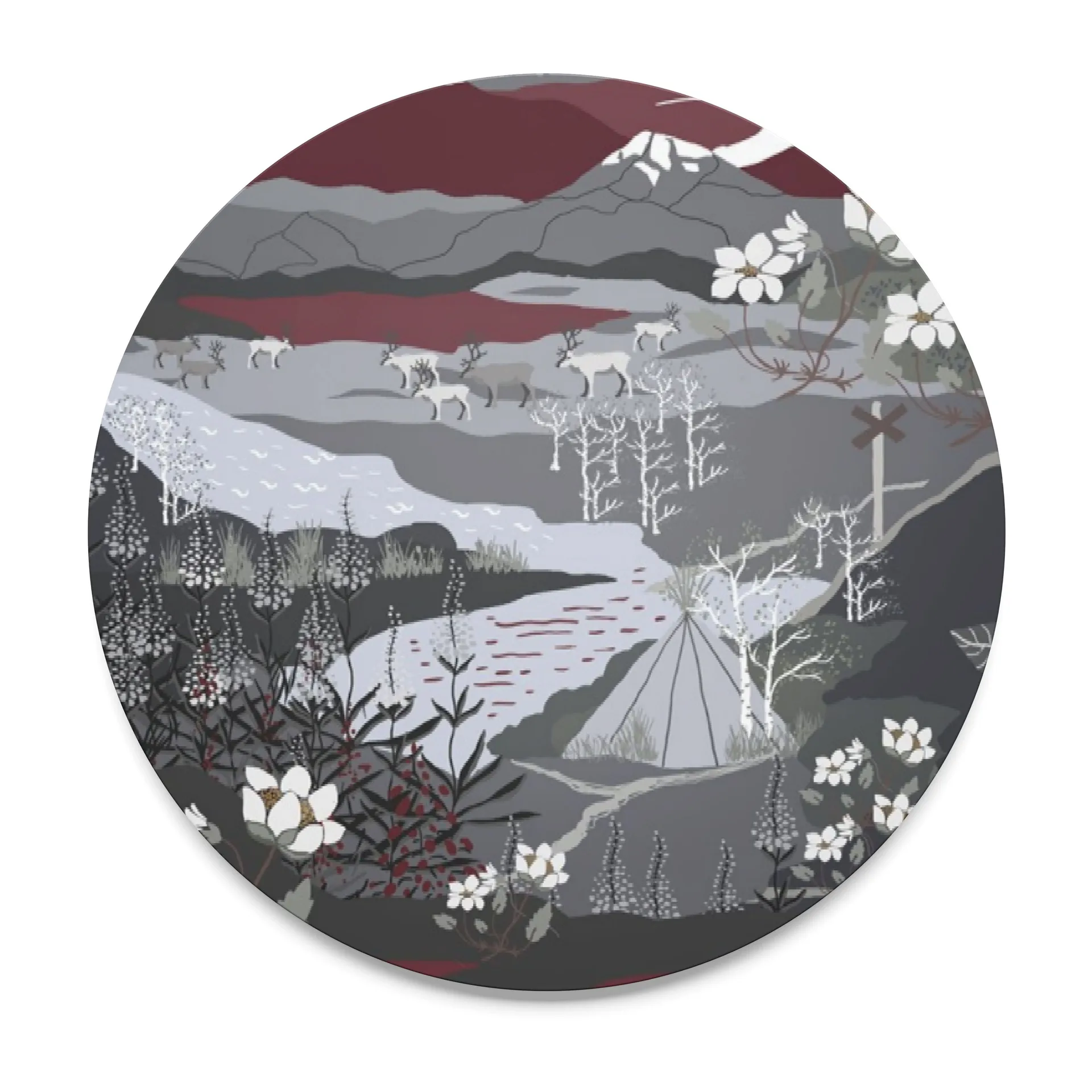 Fjällvandring gryteunderlag, Grå-vinrød Arvidssons Textil