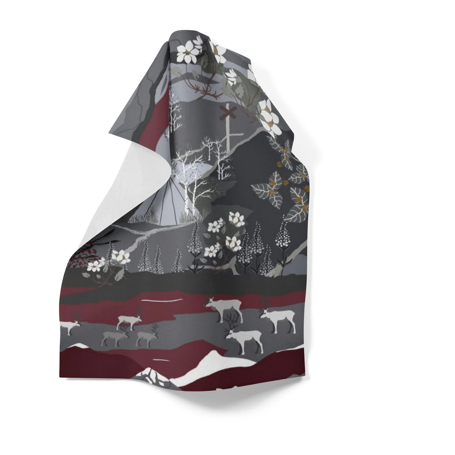 Fjällvandring kjøkkenhåndkle 46 x 70 cm, Grå-vinrød Arvidssons Textil