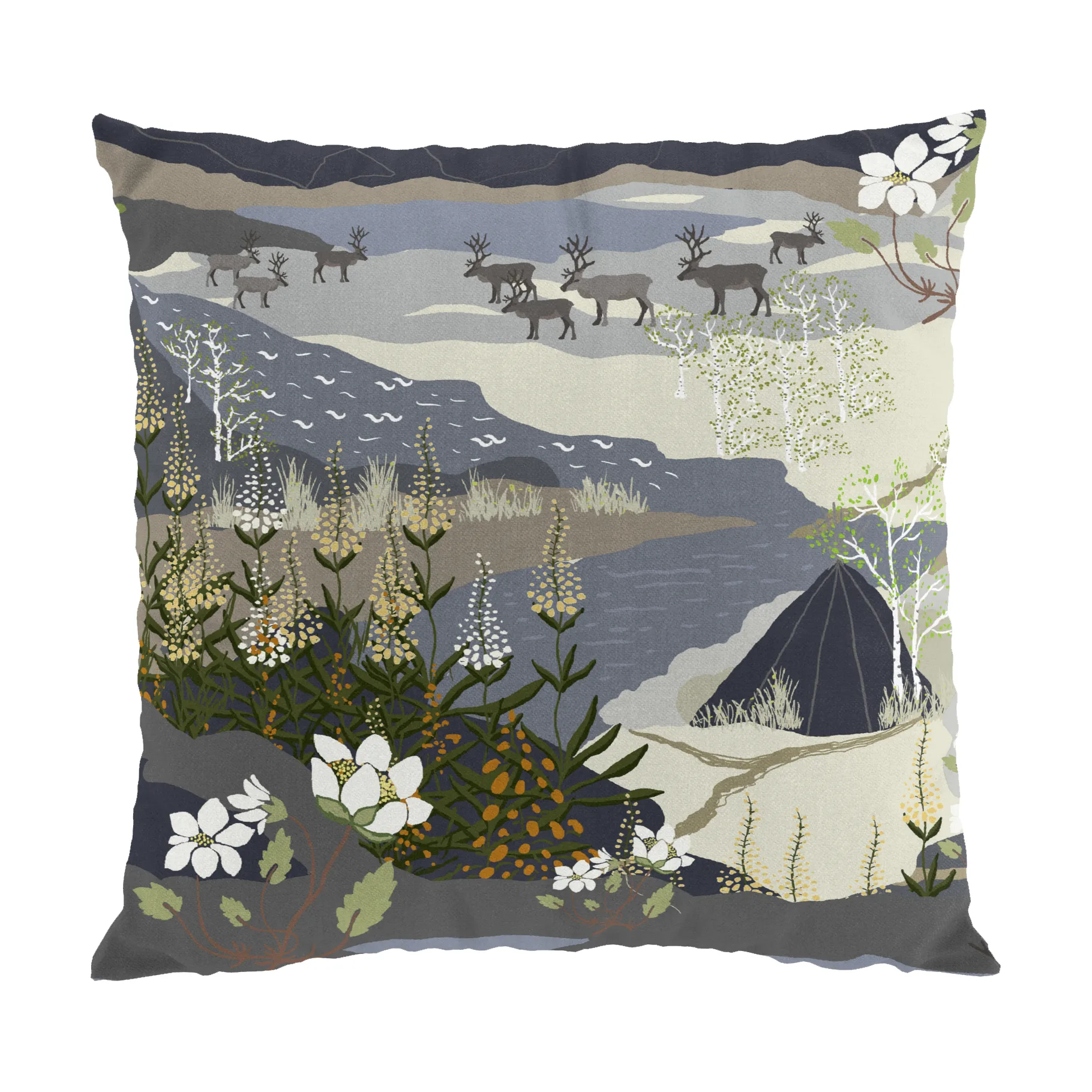 Fjällvandring putetrekk 47 x 47 cm, Blå Arvidssons Textil