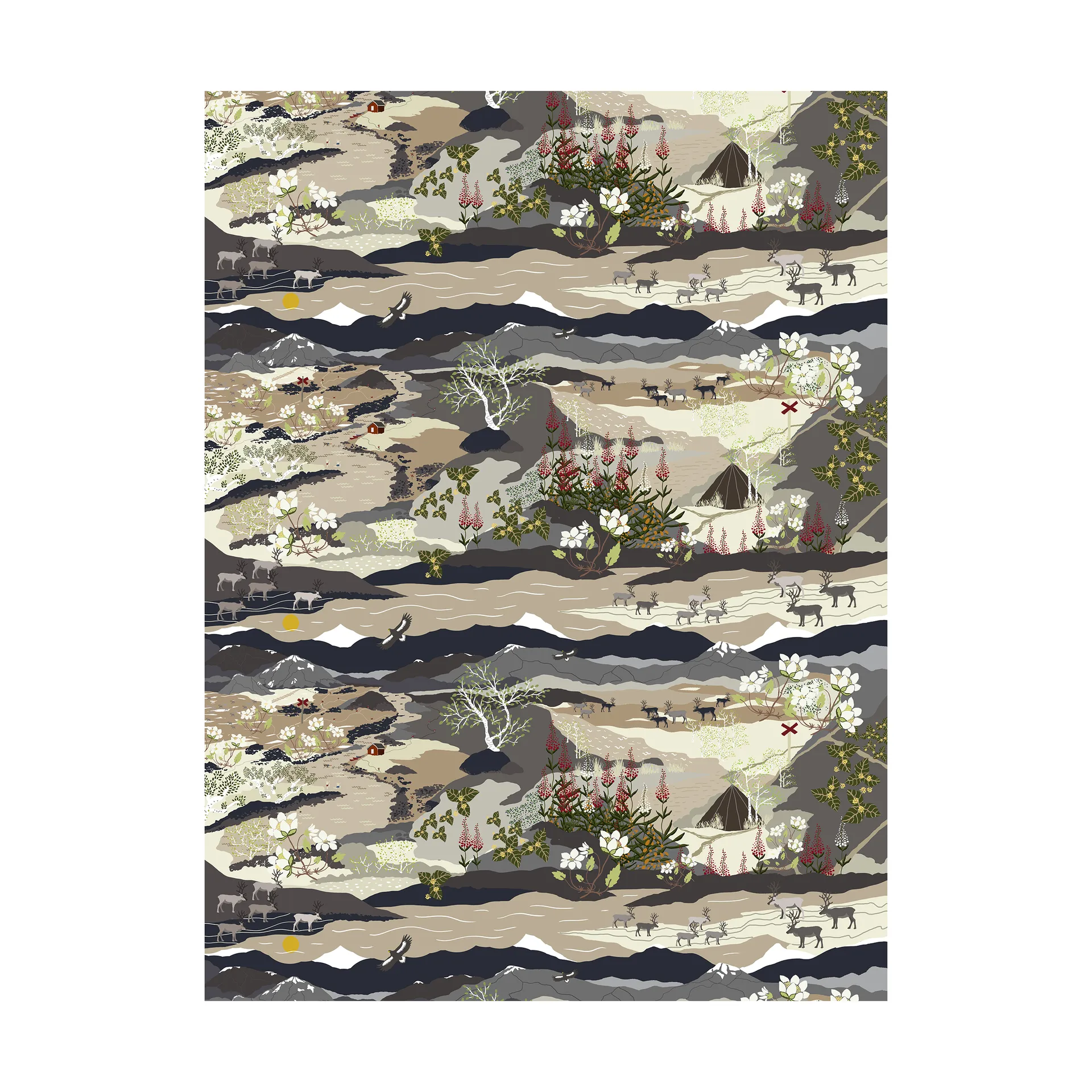 Fjällvandring stoff, Beige Arvidssons Textil