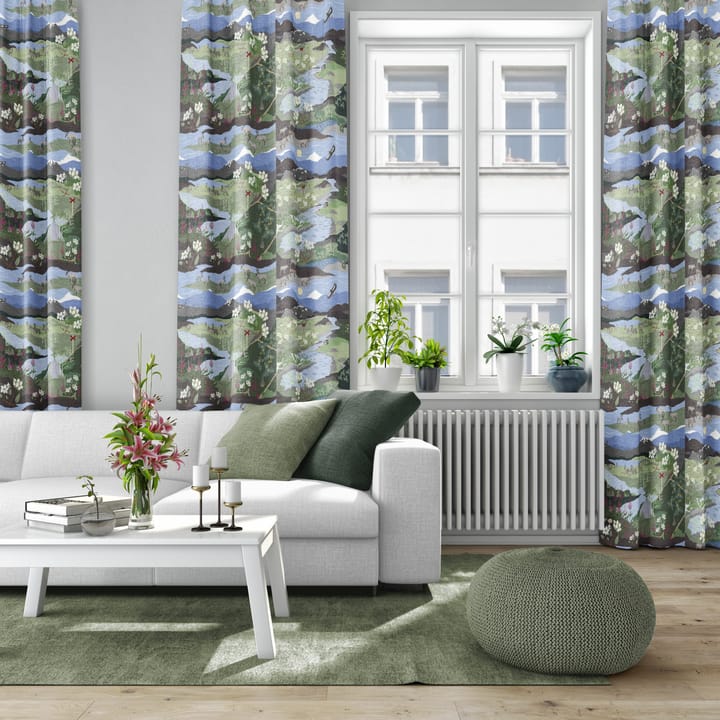 Fjällvandring stoff - Blå-grønn - Arvidssons Textil
