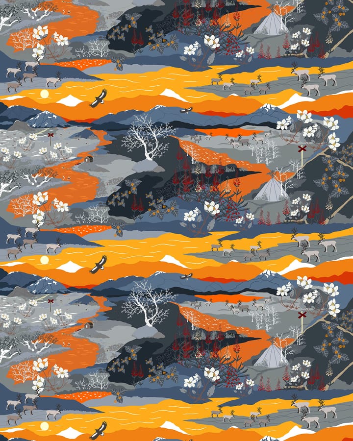 Fjällvandring stoff - Oransje - Arvidssons Textil