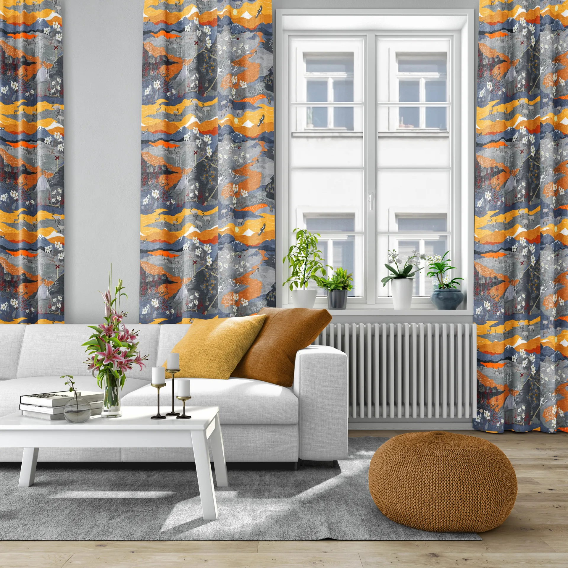 Fjällvandring stoff, Oransje Arvidssons Textil