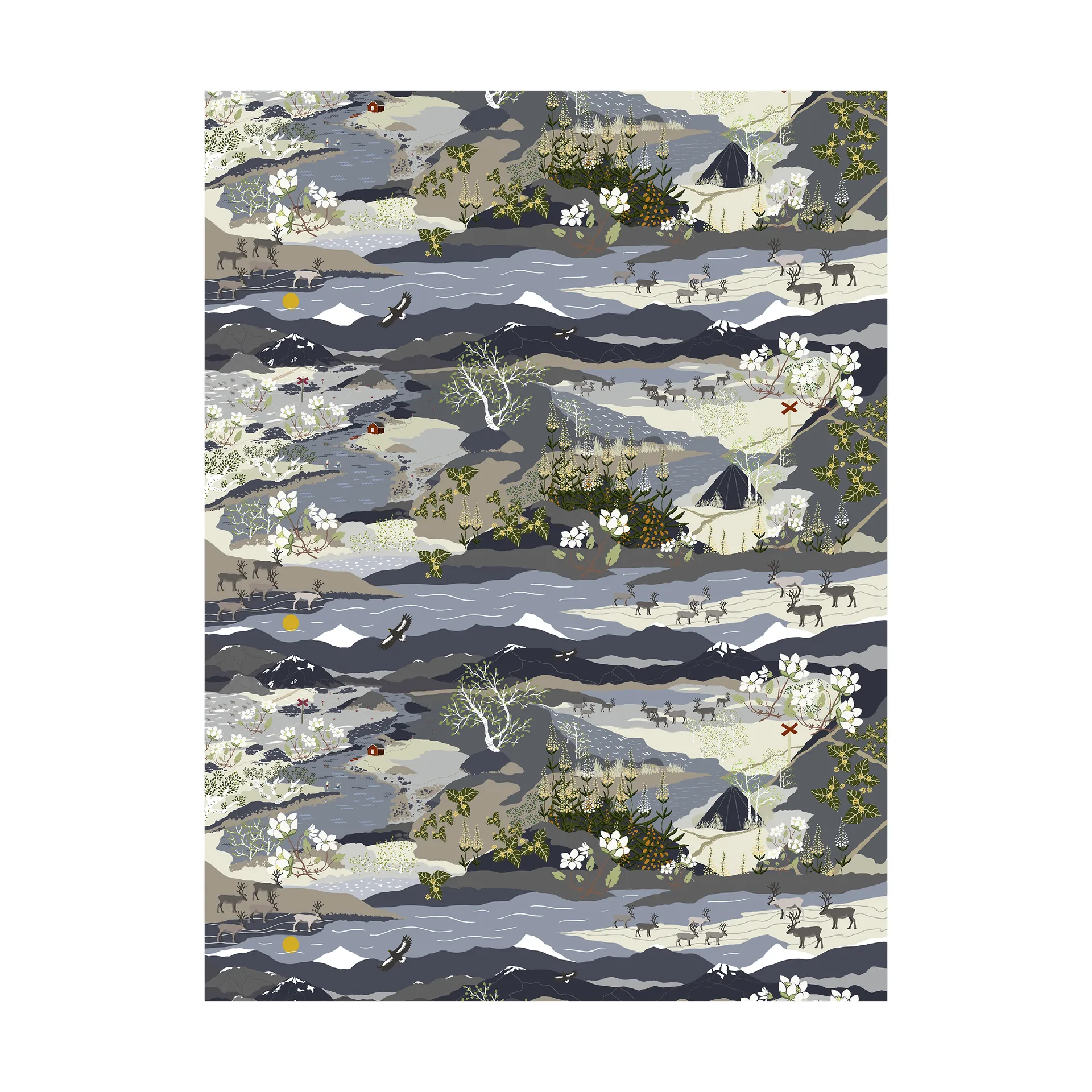 Fjällvandring voksduk, Blå Arvidssons Textil